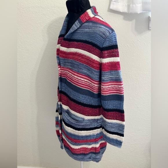 J. Jill Striped Button Front Knit Cardigan - Picture 2 of 9